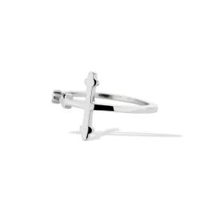 Sterling Silver Cross Your Fingers Ring