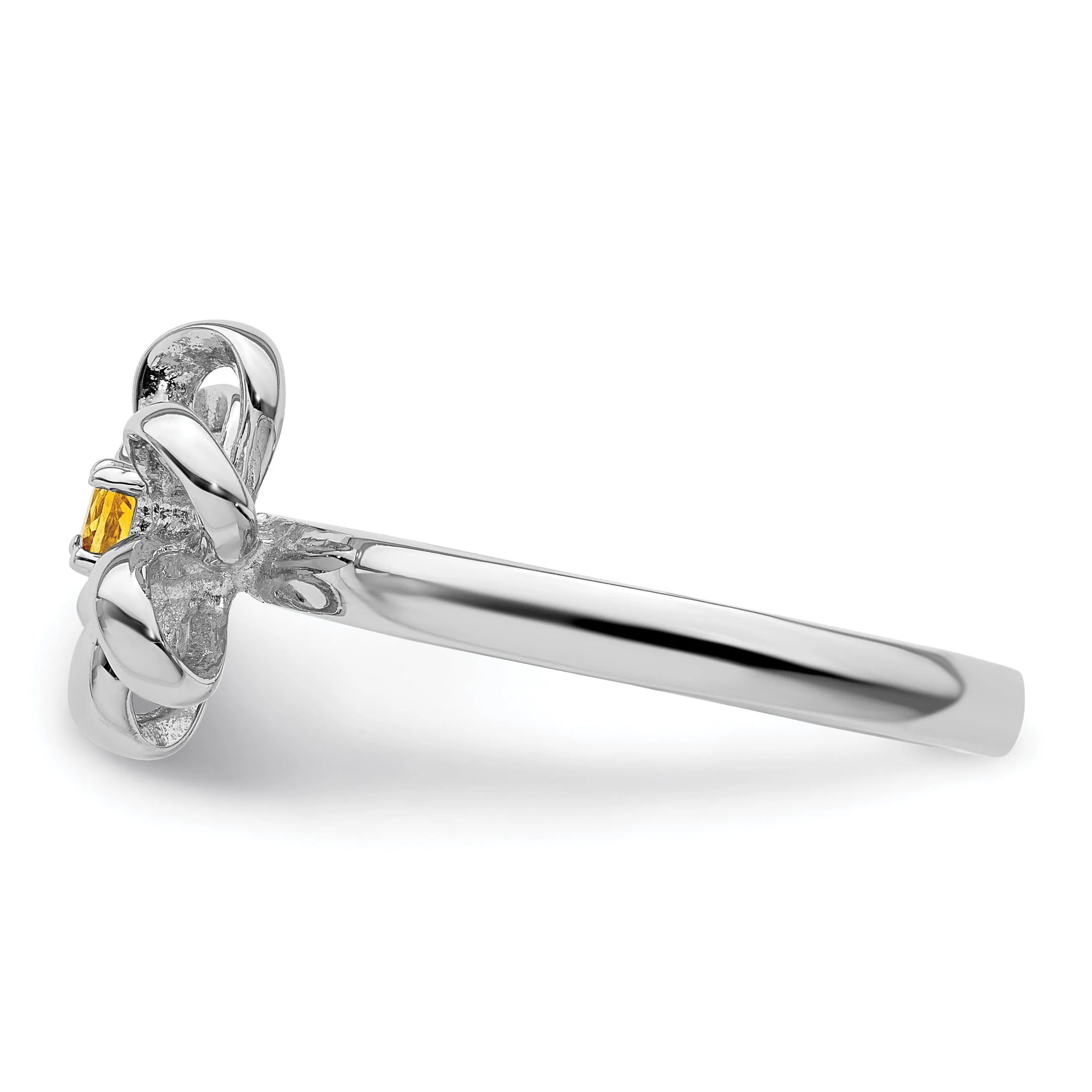 Sterling Silver Polished Citrine Flower Ring