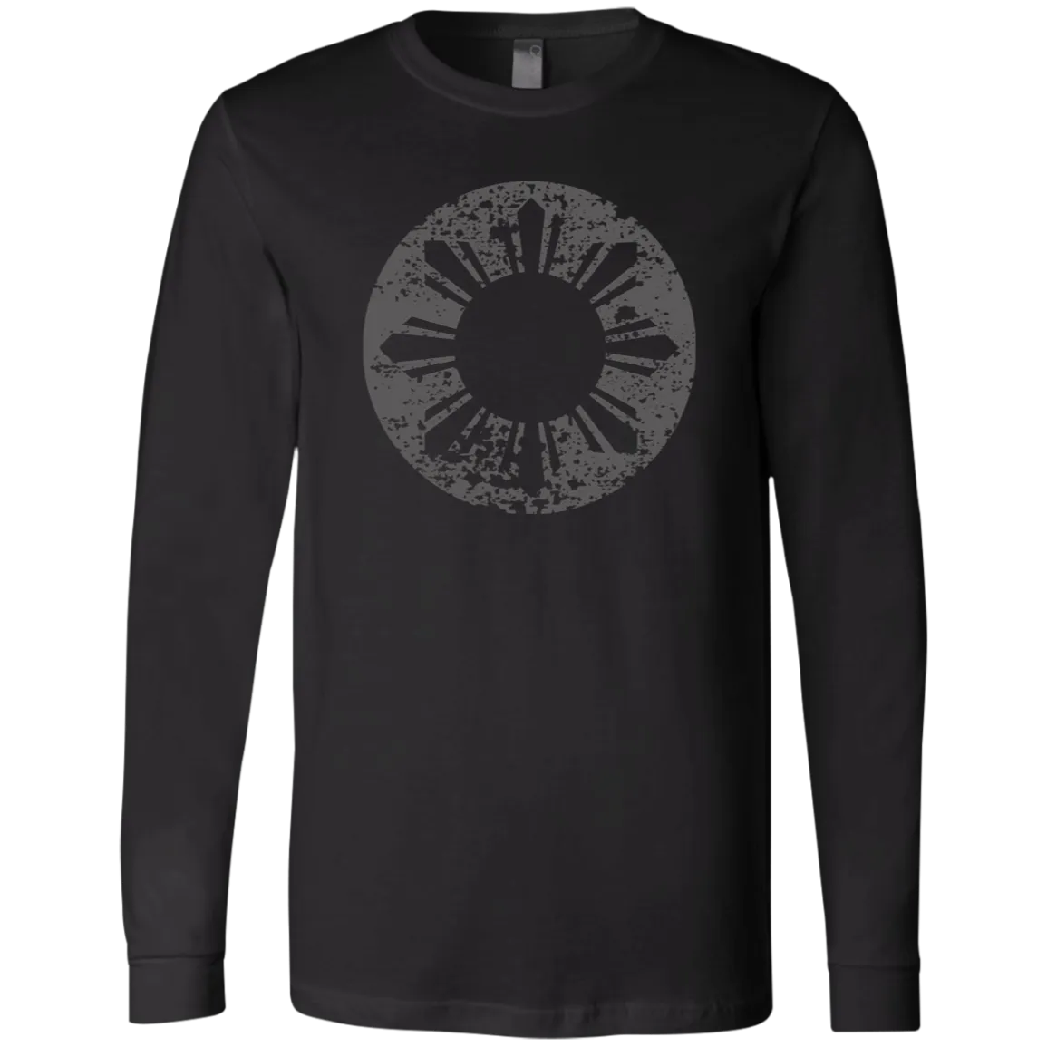 Sun and Stars in Circle Distressed Unisex Jersey Long Sleeve T-Shirt