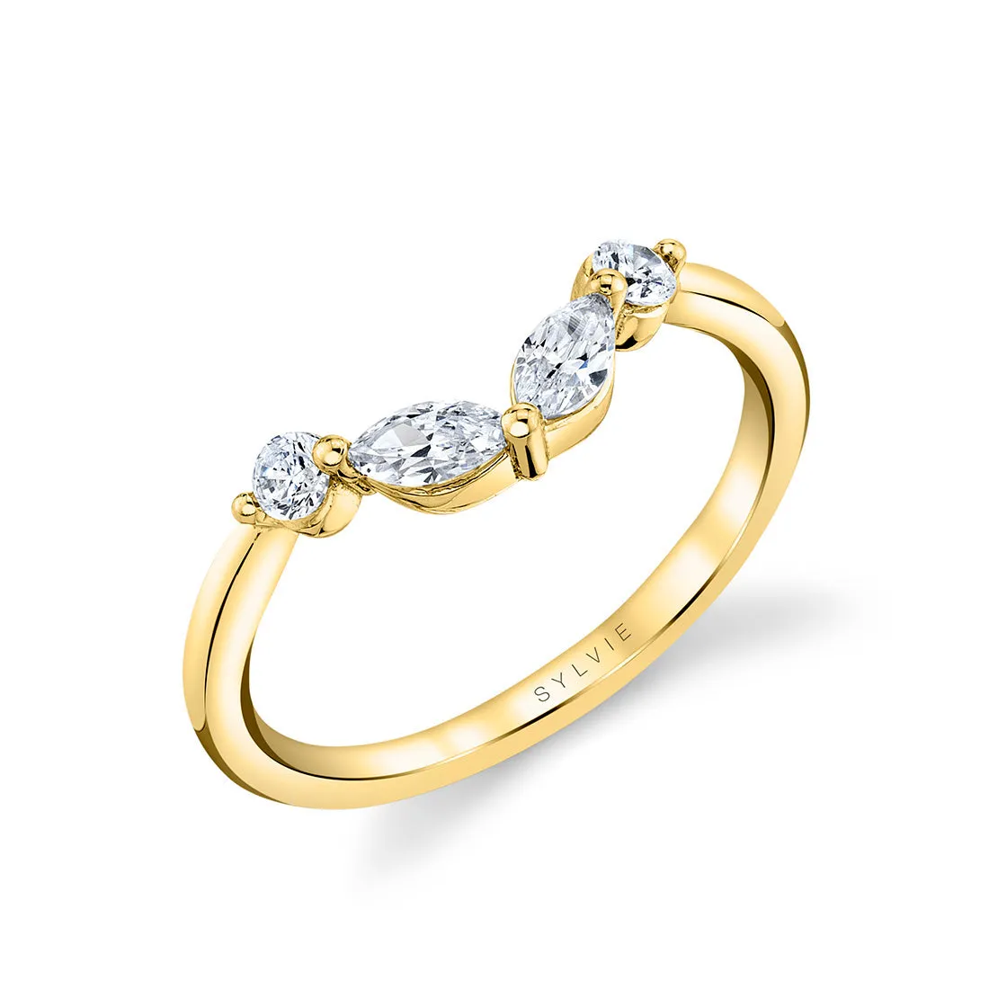 Sylvie Diamond Curved Wedding Band
