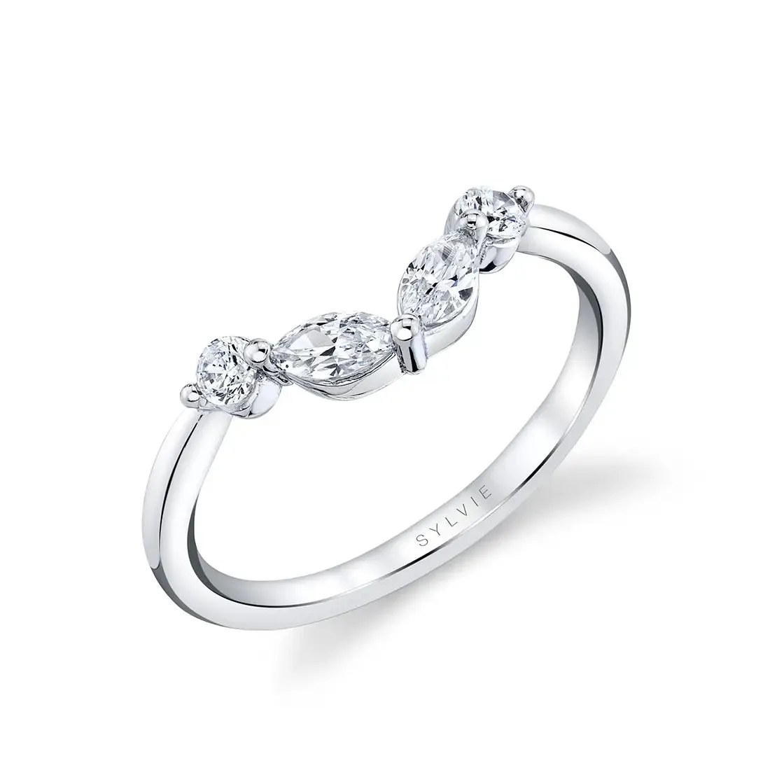 Sylvie Diamond Curved Wedding Band