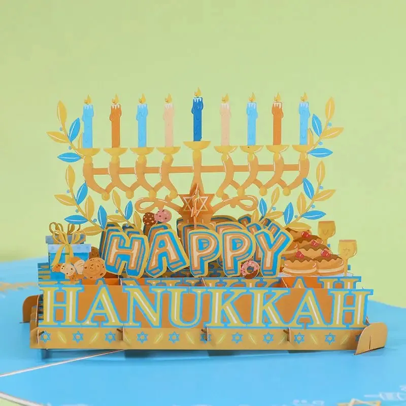 Thanksgiving Blessing Hanukkah 3D Decoration Happy Bounce Card Holiday Jewish Decoration Home Gift Card