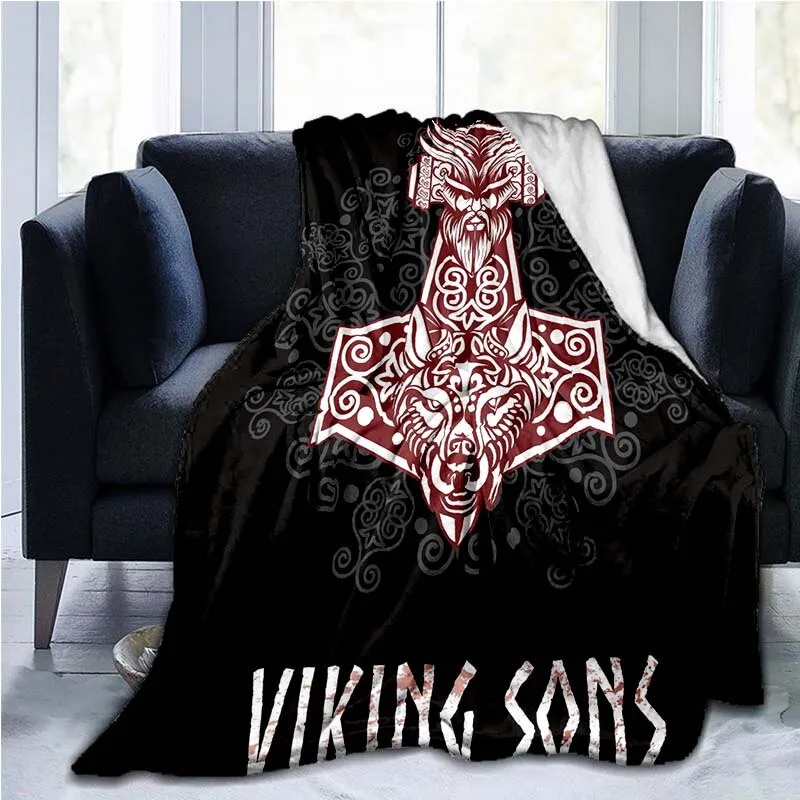 The Vikings Ancient Scandinavian Norse Runes axes 3D Soft Throw Blanket  Lightweight Flannel Blanket
