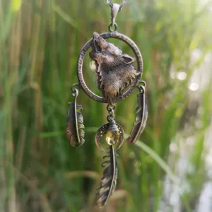 The Wolf Dreamcatcher Necklace - Citrine
