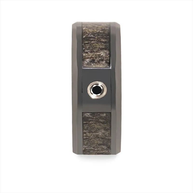 Thorsten MONTANA Black Ceramic Ombre Deer Antler Inlay Polished Beveled Edges with Black Diamond - 8mm