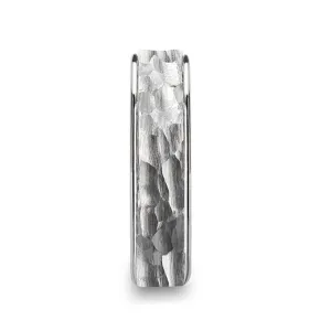 Thorsten WILSON White Tungsten Ring with Raised Hammered Finish and Polished Step Edges - 4mm - 10mm