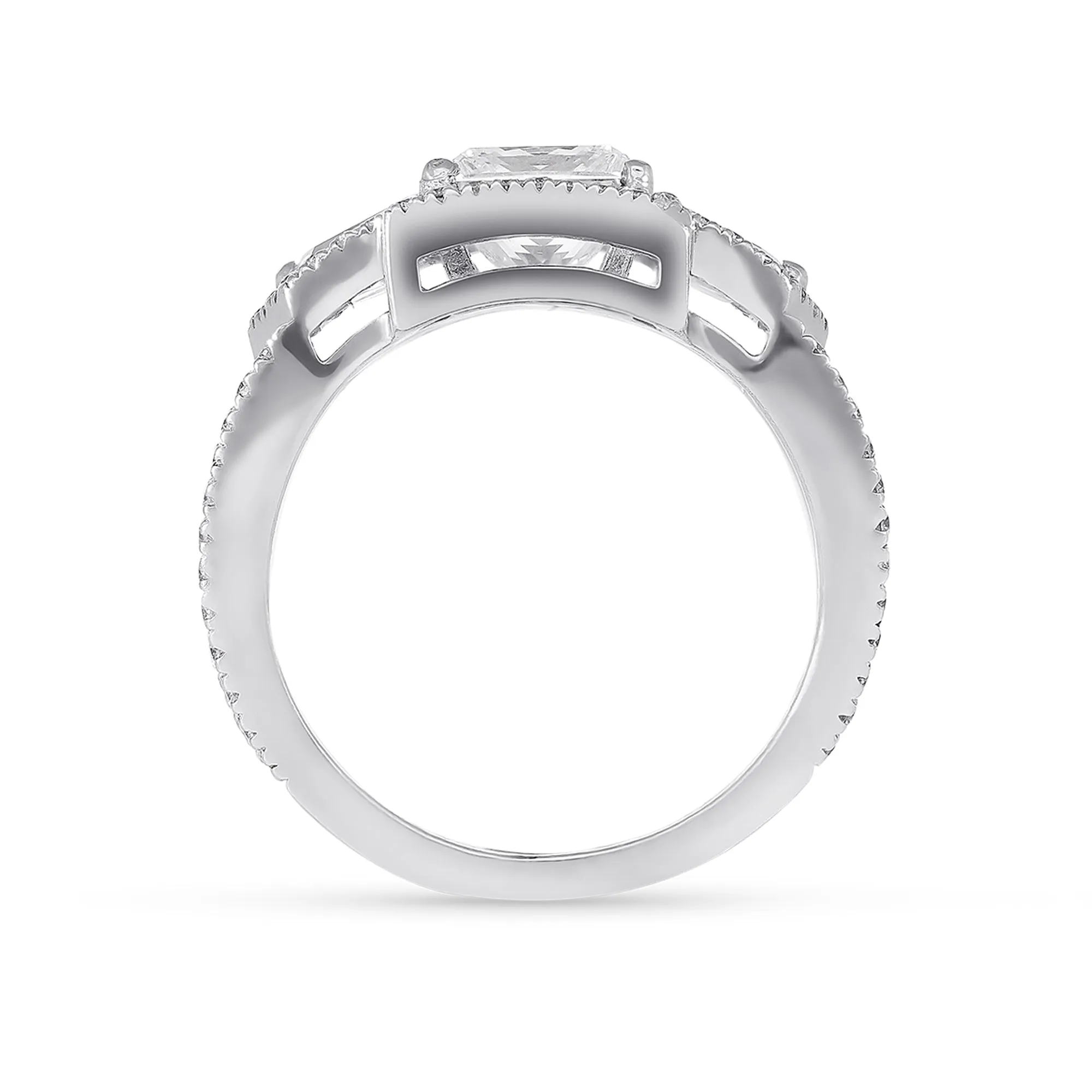 Three Stone Princess Cut Diamond Engagement Ring
