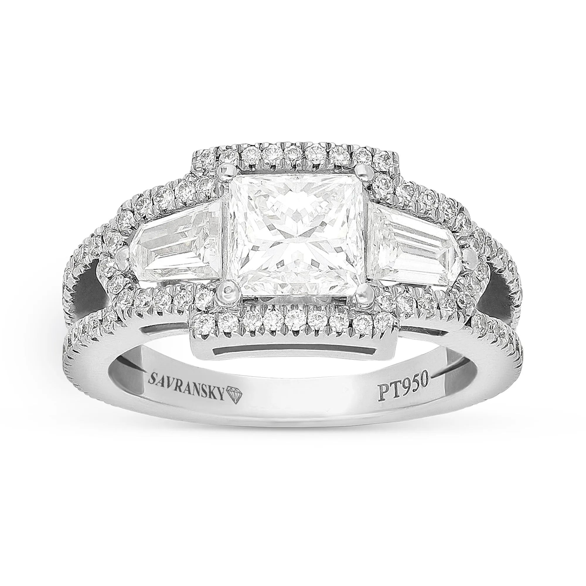 Three Stone Princess Cut Diamond Engagement Ring