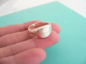 Tiffany & Co Return to Tiffany Silver Oval Tag Ring Band Sz 6.75 Rare Gift Love