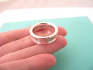 Tiffany & Co Silver 1837 Circle Ring Stacking Band Sz 7.75 Rare Gift Love