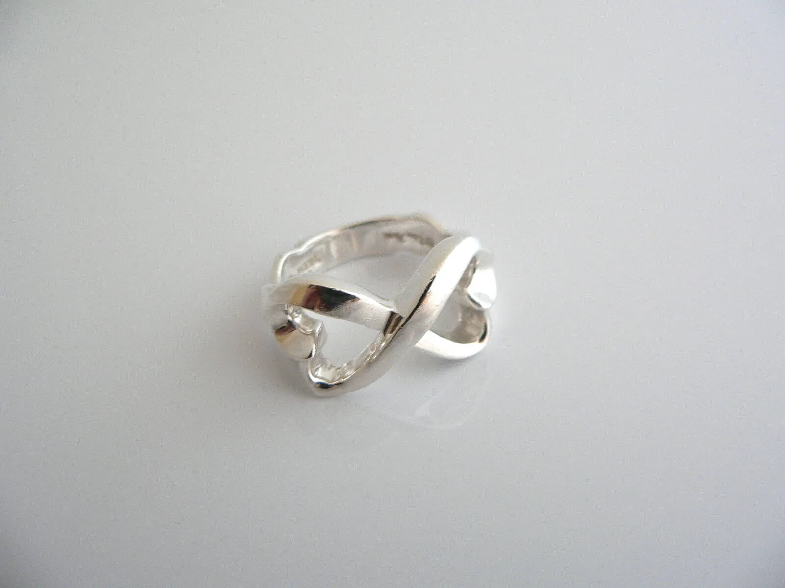 Tiffany & Co Silver Loving Heart Ring Band Sz 6 Double Infinity Gift Love