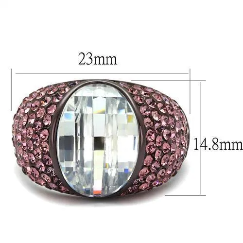 TK1692DC IP Dark Brown (IP coffee) Stainless Steel Ring with AAA Grade CZ in Clear