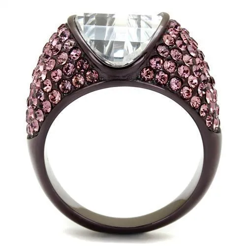 TK1692DC IP Dark Brown (IP coffee) Stainless Steel Ring with AAA Grade CZ in Clear