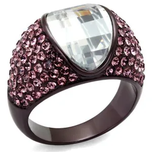 TK1692DC IP Dark Brown (IP coffee) Stainless Steel Ring with AAA Grade CZ in Clear