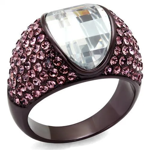 TK1692DC IP Dark Brown (IP coffee) Stainless Steel Ring with AAA Grade CZ in Clear