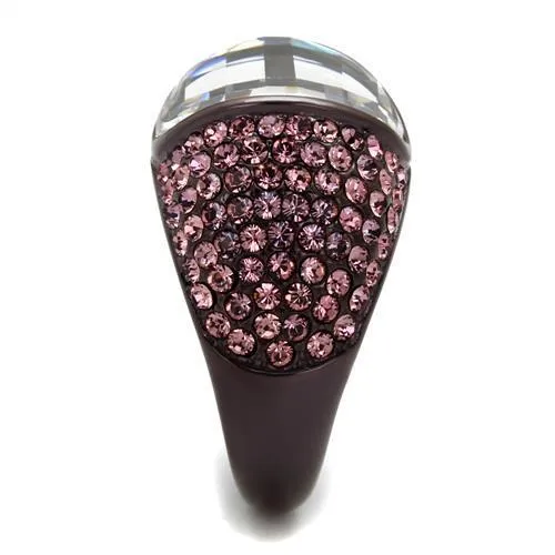 TK1692DC IP Dark Brown (IP coffee) Stainless Steel Ring with AAA Grade CZ in Clear