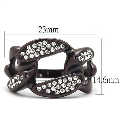 TK2558 IP Dark Brown (IP coffee) Stainless Steel Ring with Top Grade Crystal in Clear