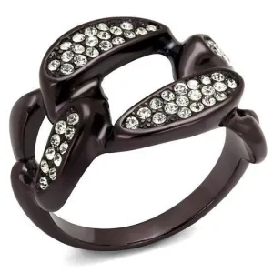 TK2558 IP Dark Brown (IP coffee) Stainless Steel Ring with Top Grade Crystal in Clear
