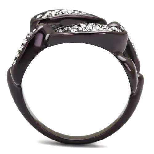 TK2558 IP Dark Brown (IP coffee) Stainless Steel Ring with Top Grade Crystal in Clear