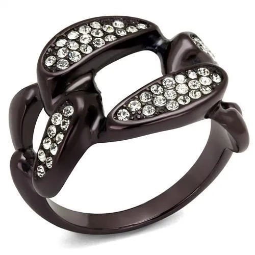 TK2558 IP Dark Brown (IP coffee) Stainless Steel Ring with Top Grade Crystal in Clear