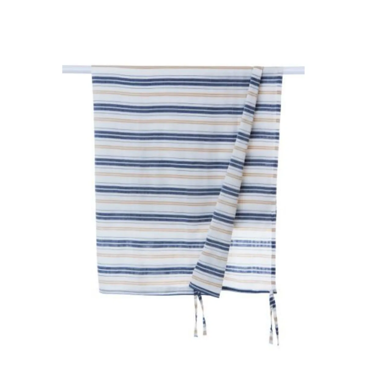 Travel Blanket - Navy and Cream Bay Stripes