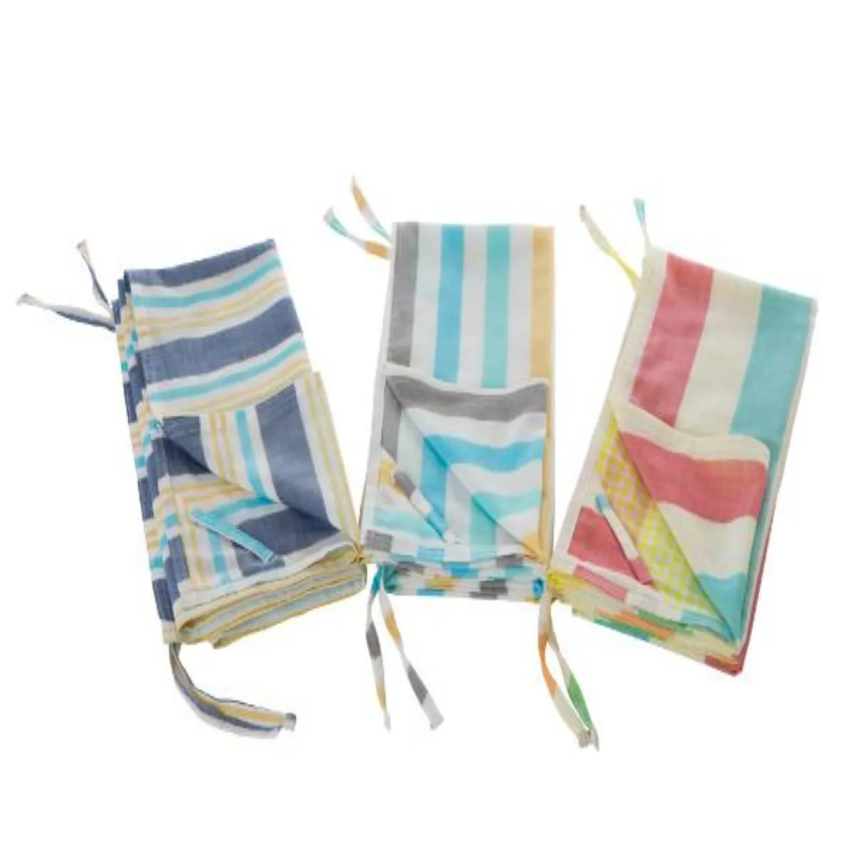 Travel Blanket - Navy and Cream Bay Stripes