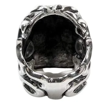 Tribal Tattoo Sterling Silver Skull Ring