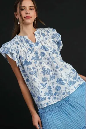 Umgee Two Tone Boxy Cut Floral Print
