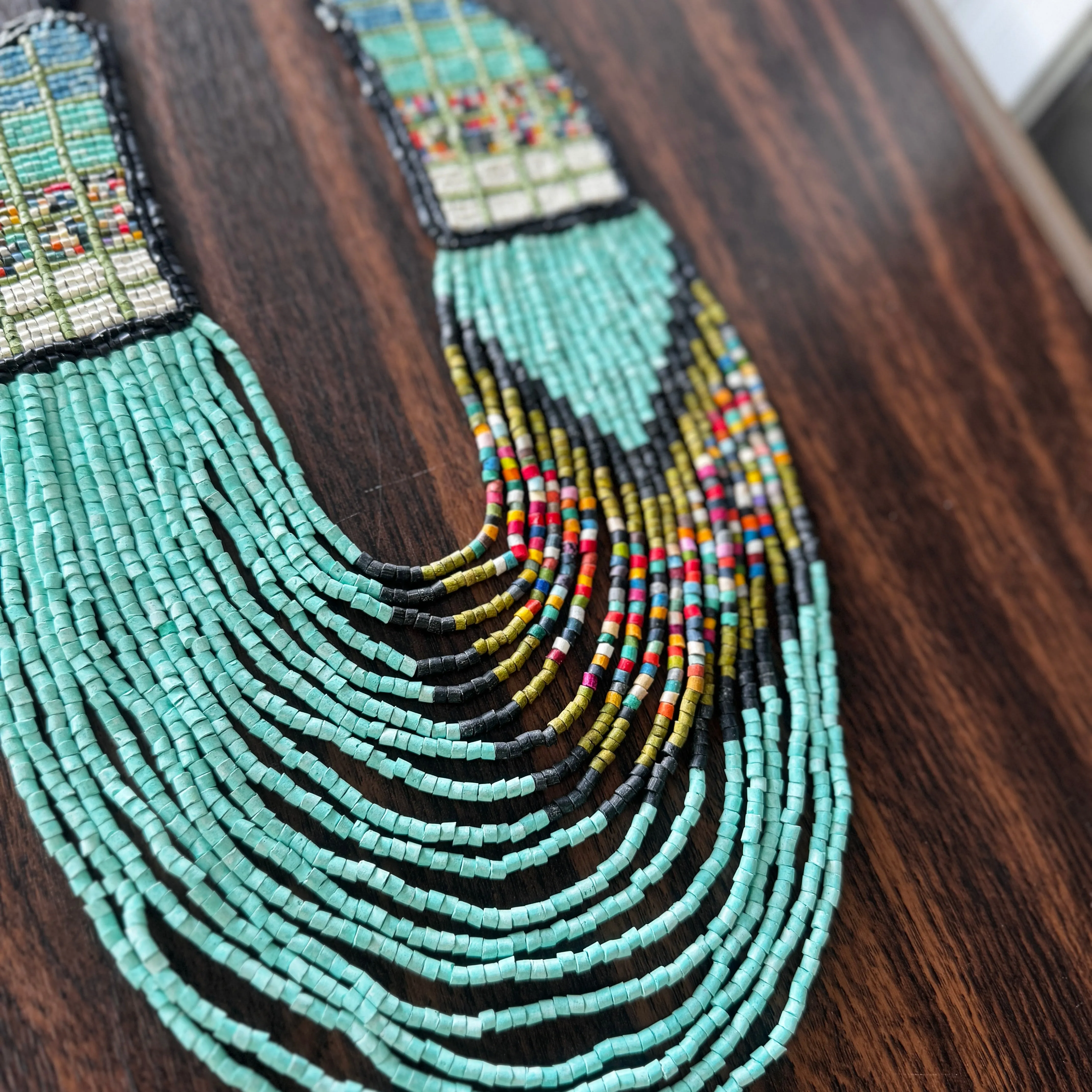 Unique Necklace with Bead Embroidery, Adjustable