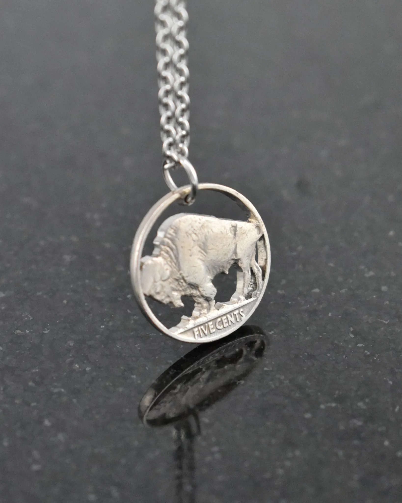 U.S. - Buffalo Nickel Cut Coin Pendant
