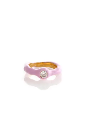 WAVE ENAMEL RING WITH STONE
