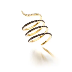 White and Black Diamond Twirl Ring