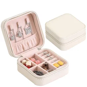 White Zip Square Jewelry Box