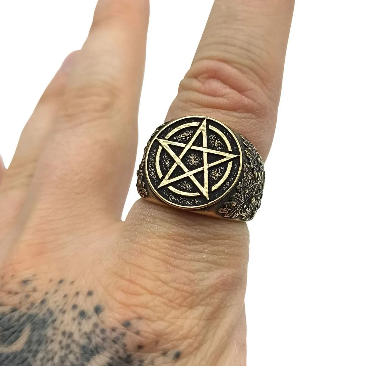 Wiccan pentacle ring from bronze