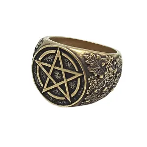 Wiccan pentacle ring from bronze
