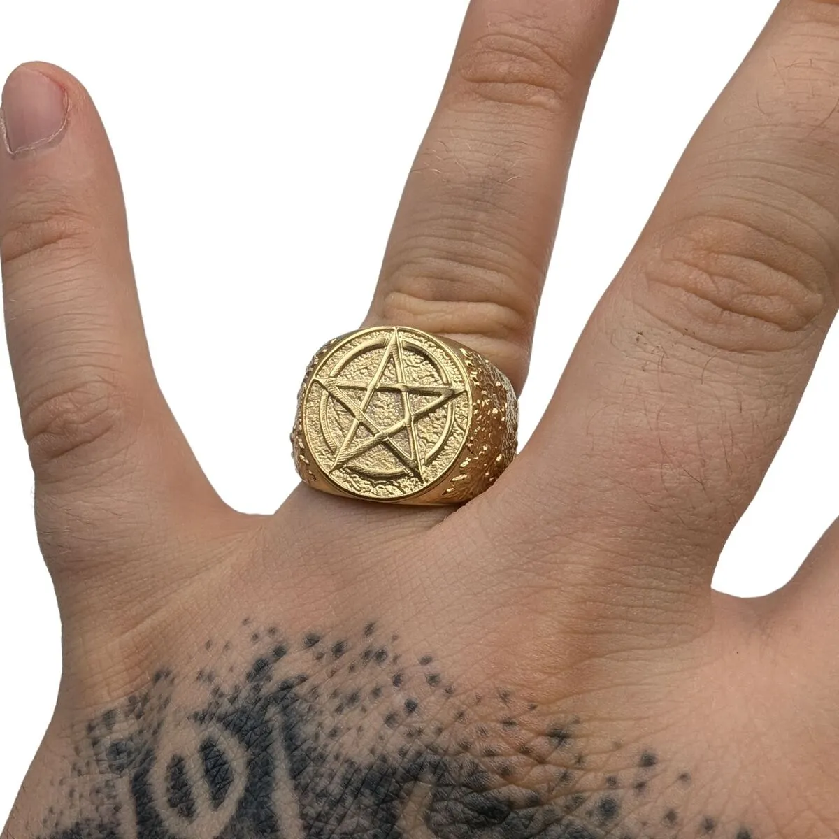 Wiccan pentacle ring from bronze