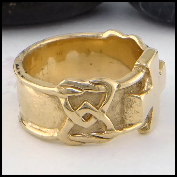 Wide Celtic Cross Ring in Gold