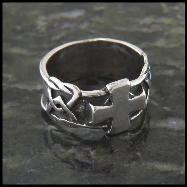 Wide Celtic Cross Ring in Silver