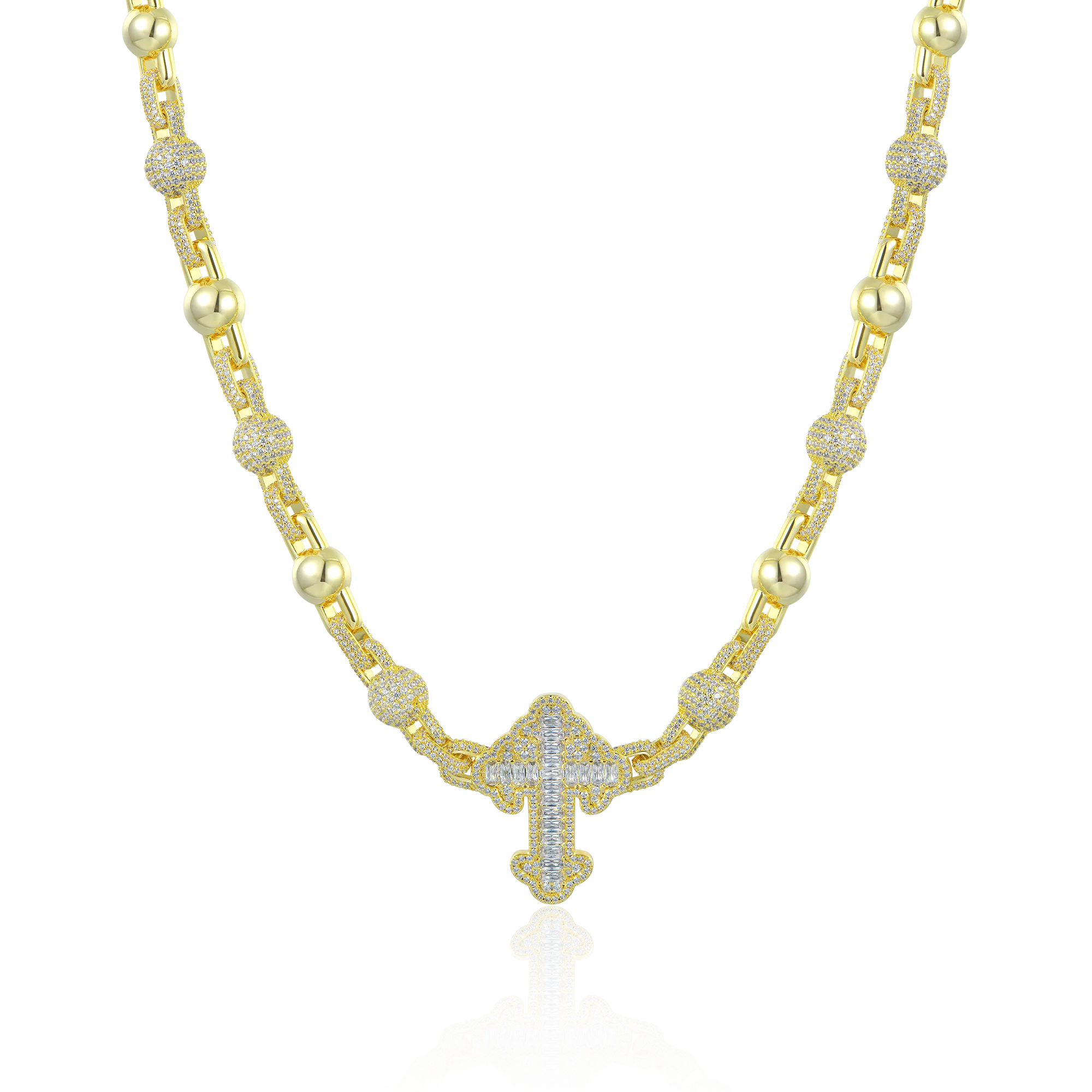Women's Iced Cross Ball Chain