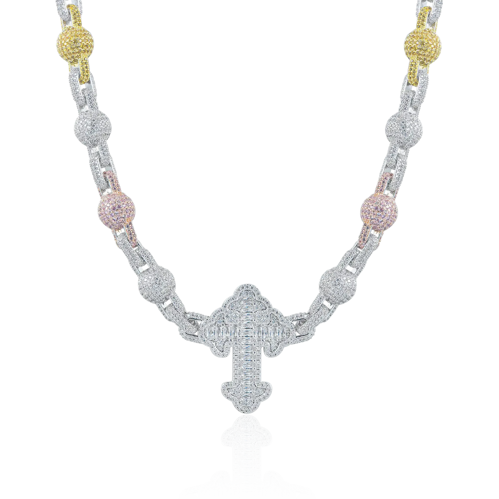 Women's Iced Cross Ball Chain