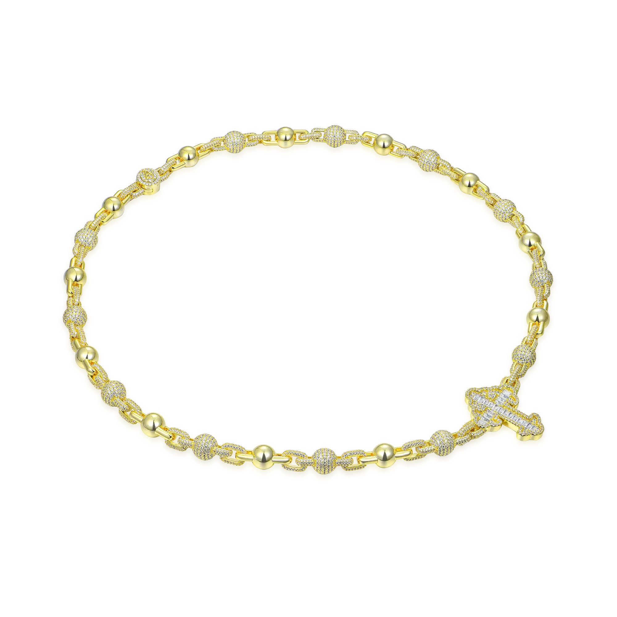 Women's Iced Cross Ball Chain