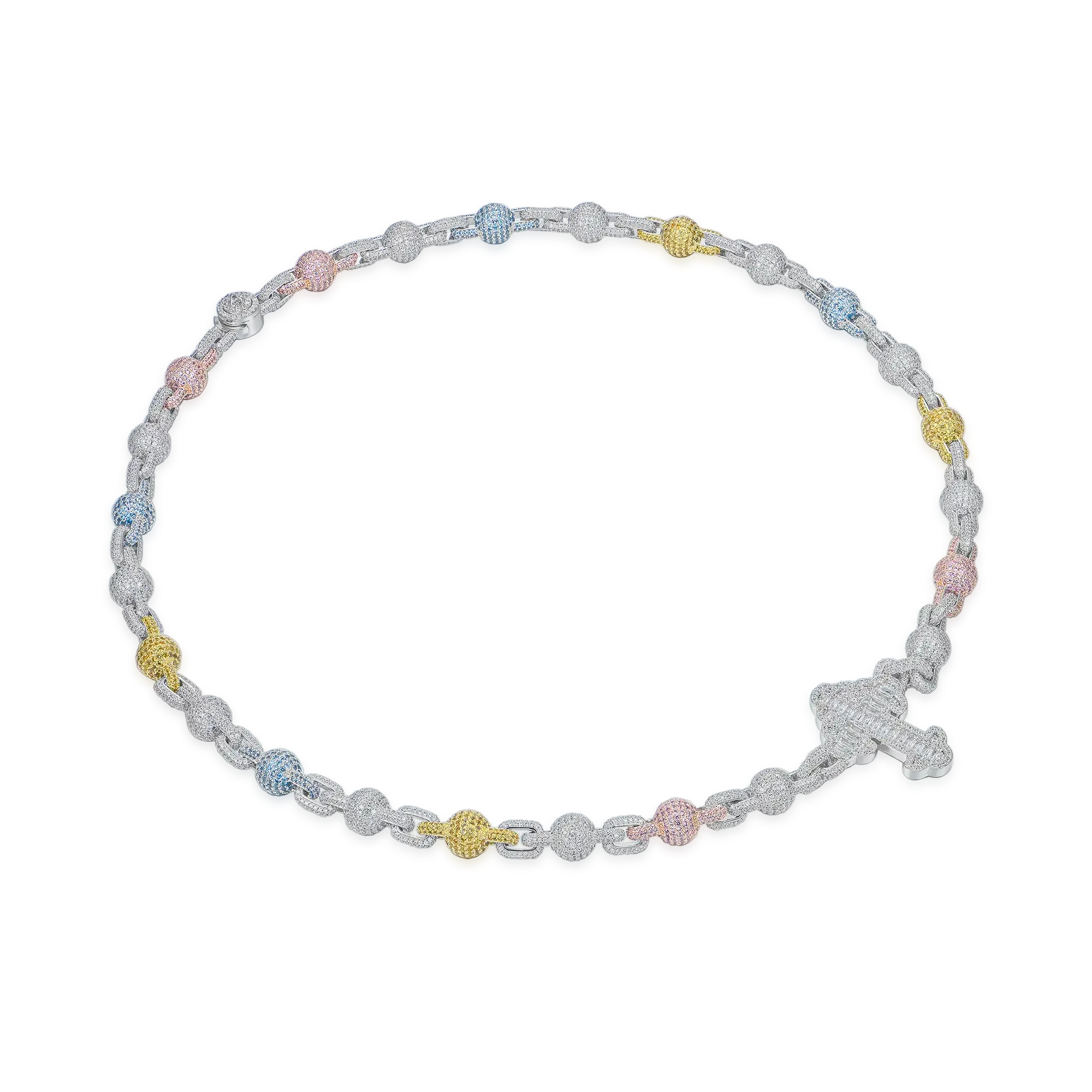 Women's Iced Cross Ball Chain