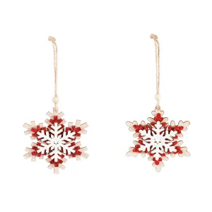 Wooden Snowflake Ornament, 2 Asst,3otw234