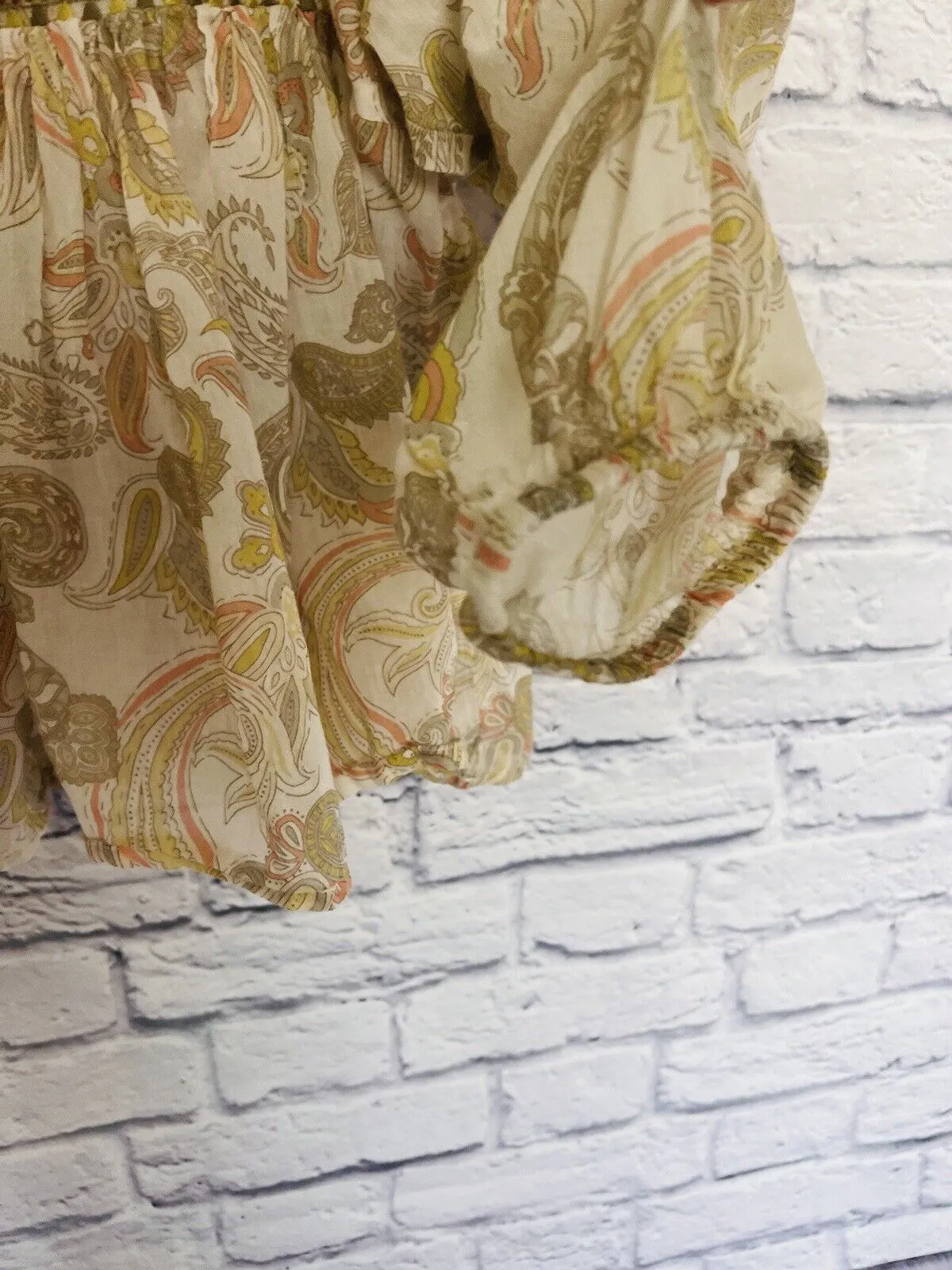 WORLD MARKET Paisley Top Sz S/M Embroidered Pastel Lightweight Boho Peasant