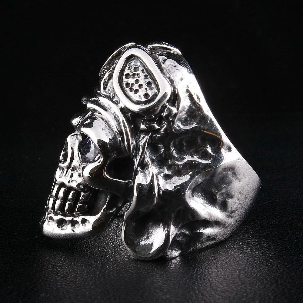 WW2 Axis Aviator Pilot 925 Sterling Silver Skull Ring