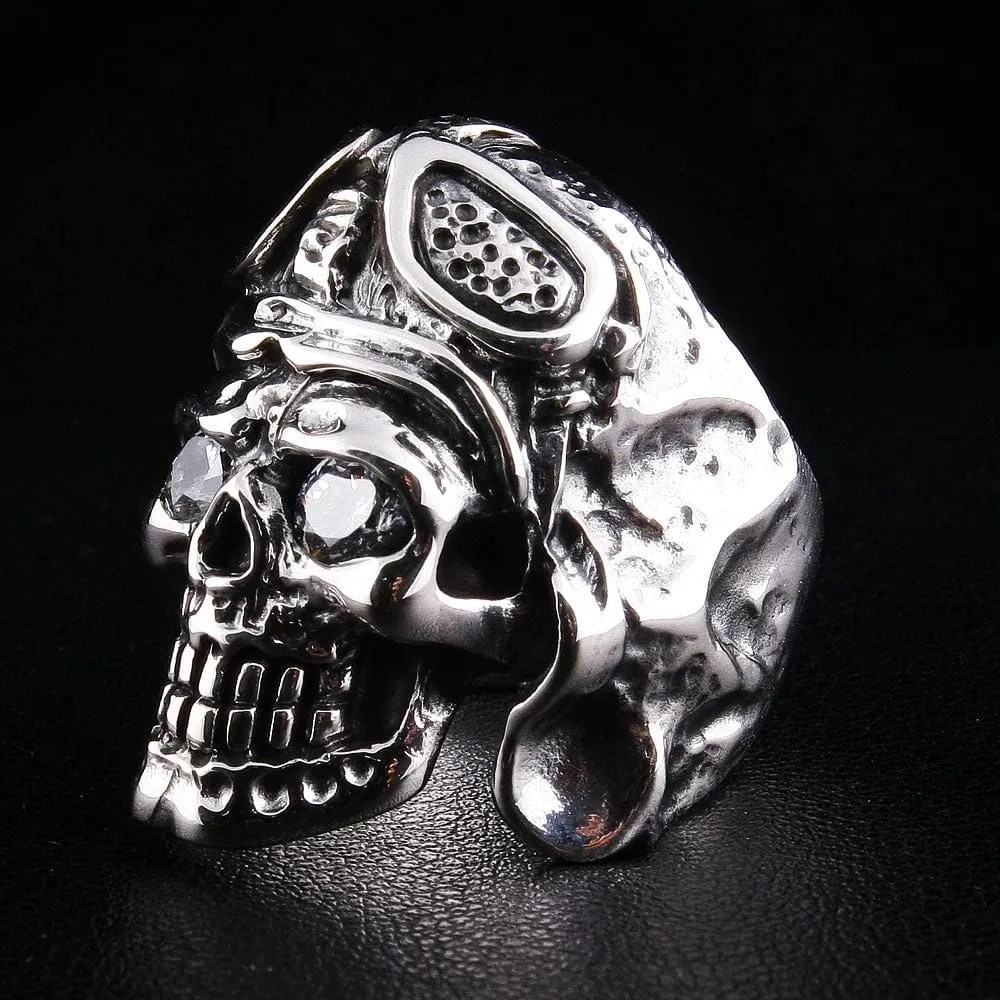 WW2 Axis Aviator Pilot 925 Sterling Silver Skull Ring