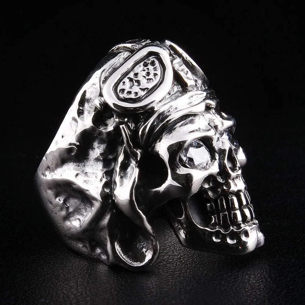 WW2 Axis Aviator Pilot 925 Sterling Silver Skull Ring