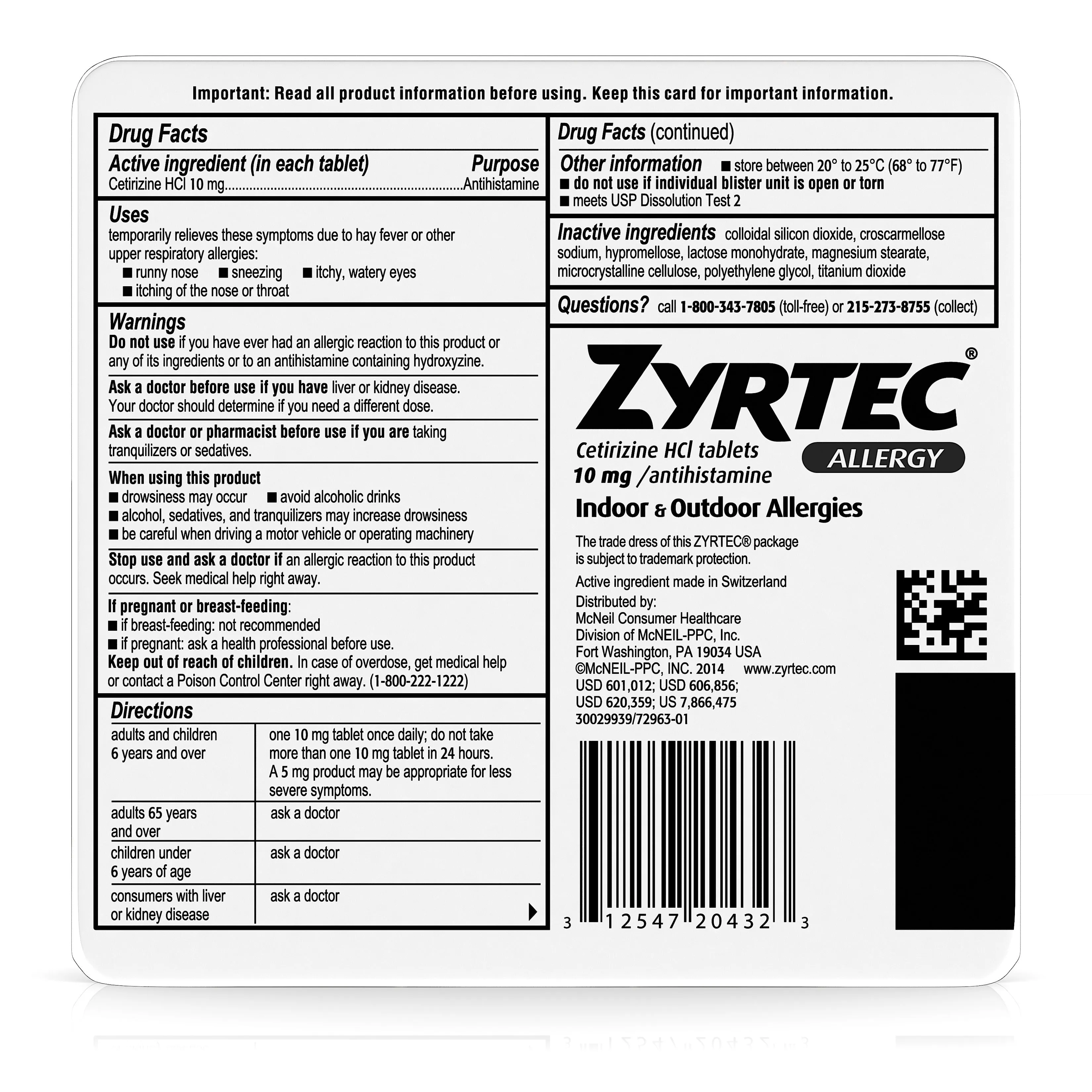 Zyrtec Allergy Tablets